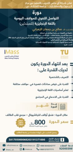 التواصل اللغوي للمواقف اليومية باللغة الإنجليزية (للمبتدئين)